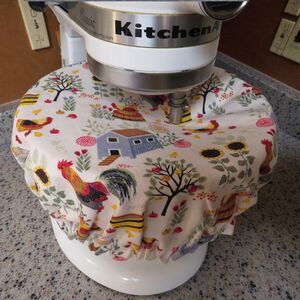 Kitchenaid Bowl Cover, Reversible Chickens and Yellow Sunflowers